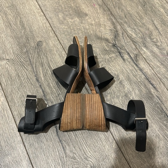 • VINCE • Women’s Frida Leather Slingback Sandals Block Heel Black 8.5 - Picture 4 of 5